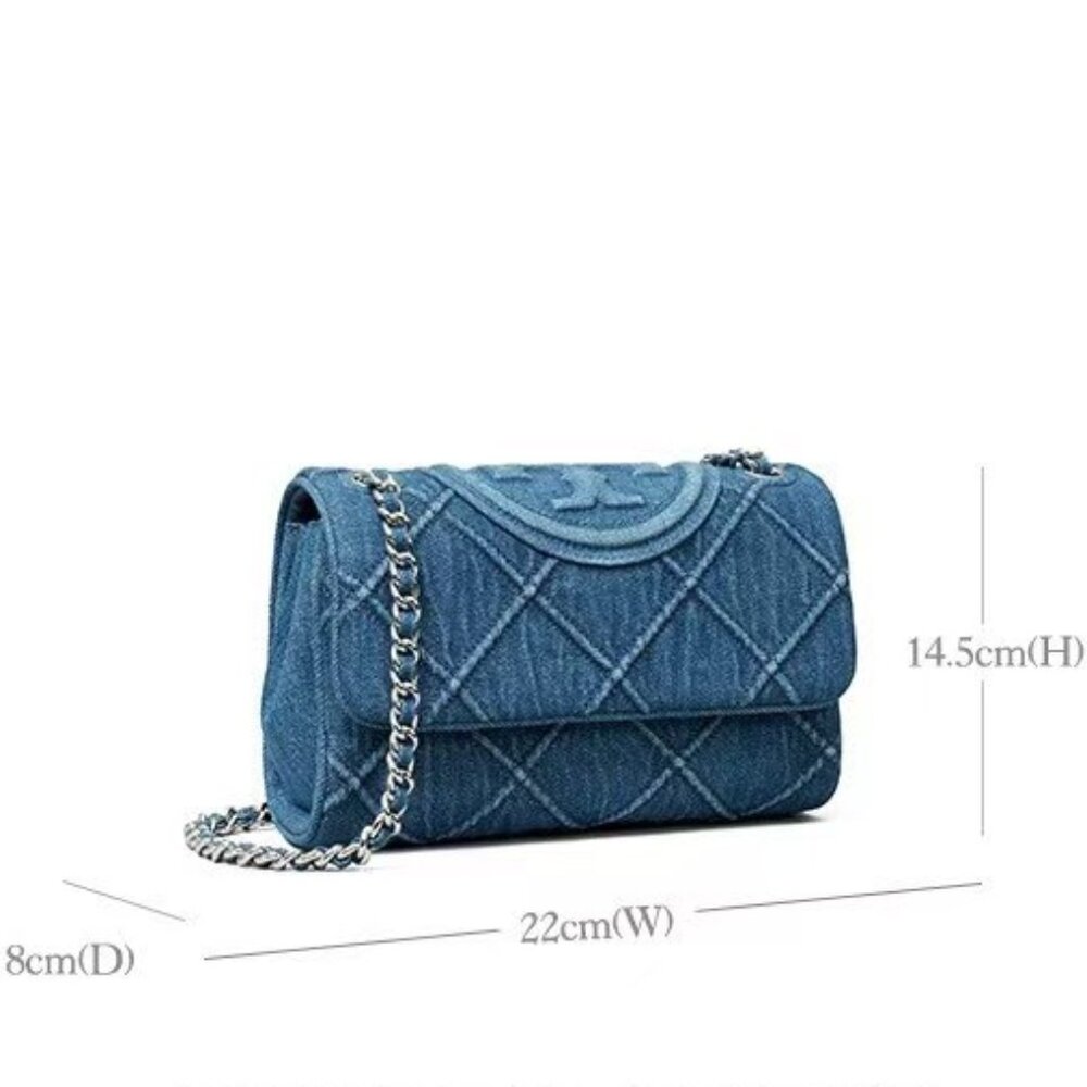 Tory Burch Light Blue Quilted Shoulder Bag - Picture 3 of 9